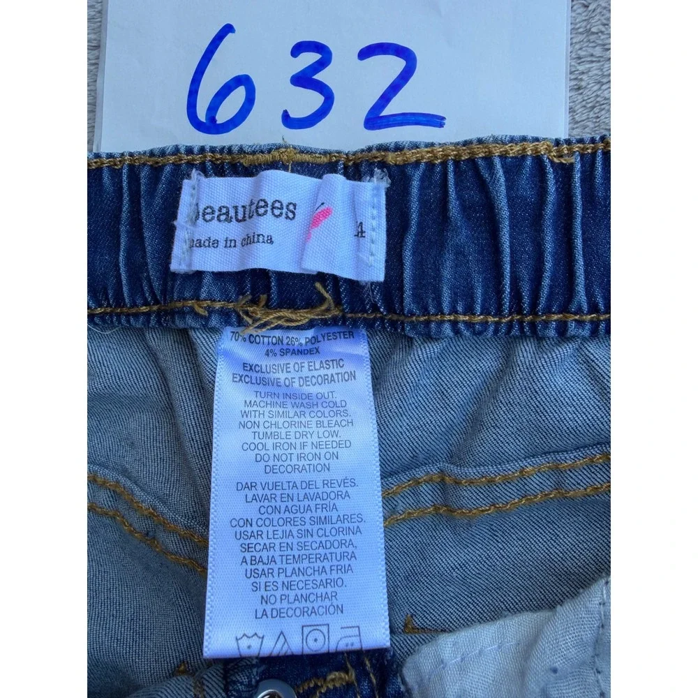 Beautees Denim Bermuda Shorts Girls 14 Blue Distressed Button Fly